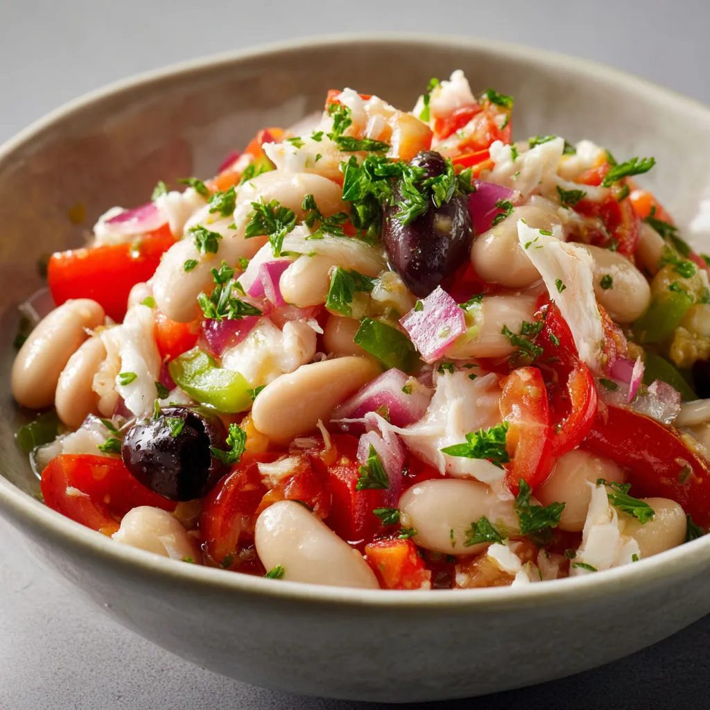 Empedrat catalan, salade colorée pleine de morue, légumes croquants et d’huile d’olive.