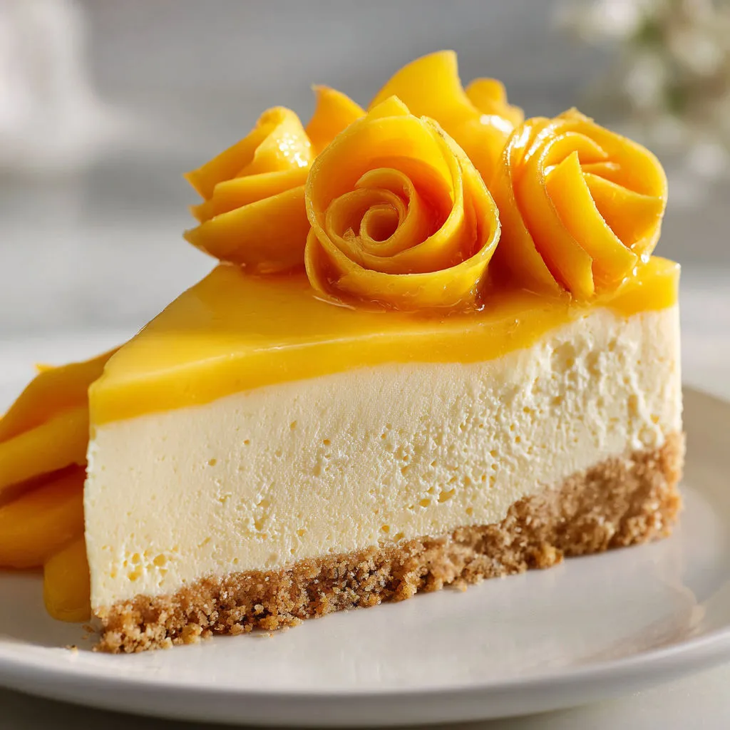 Un gâteau mousse à la mangue et yaourt super léger et fruité.