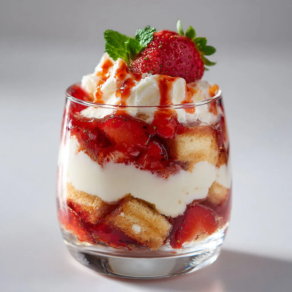 Verrines fraises mascarpone au balsamique, douceur et fraîcheur en pot.