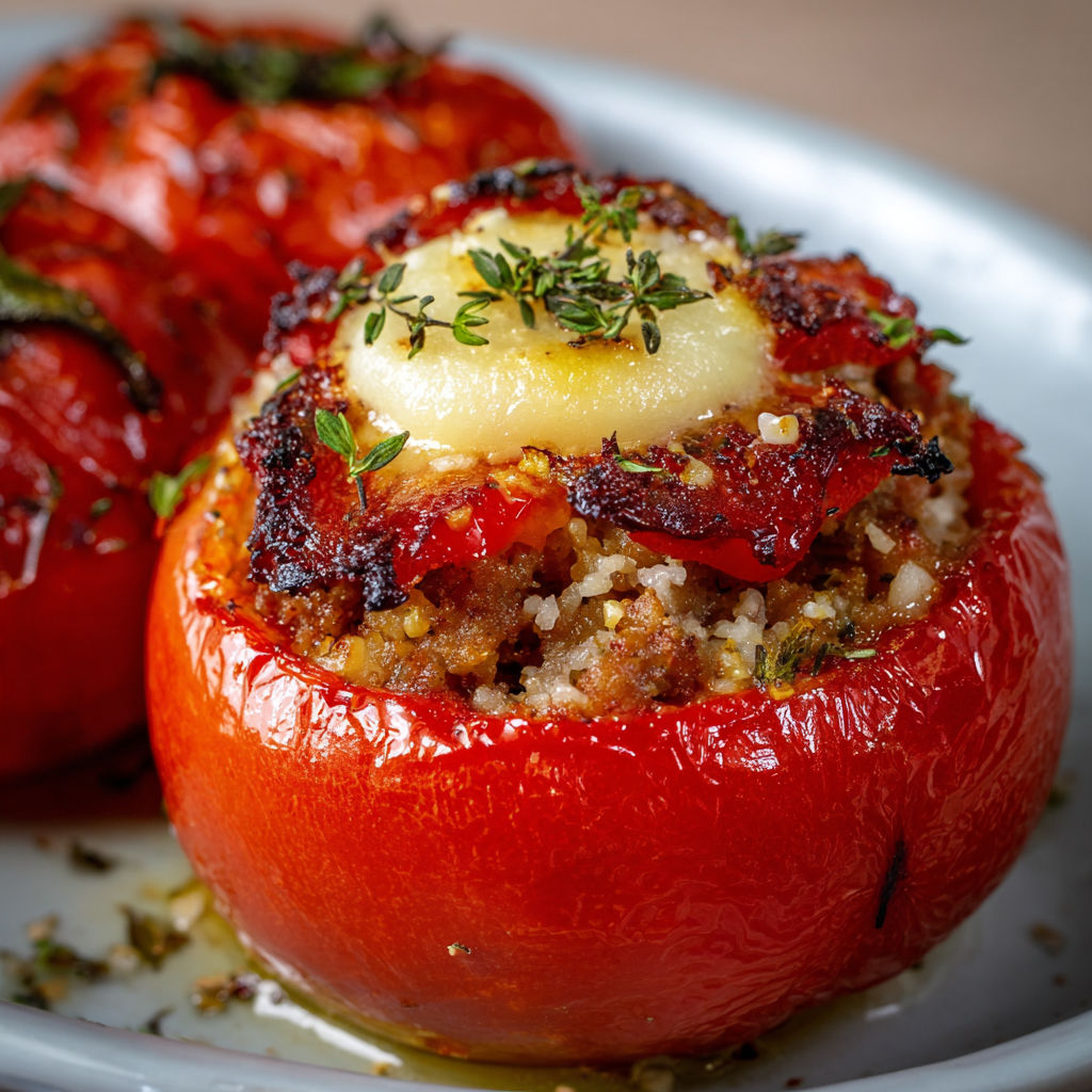 Tomates farcies moelleuses maison prêtes à manger.
