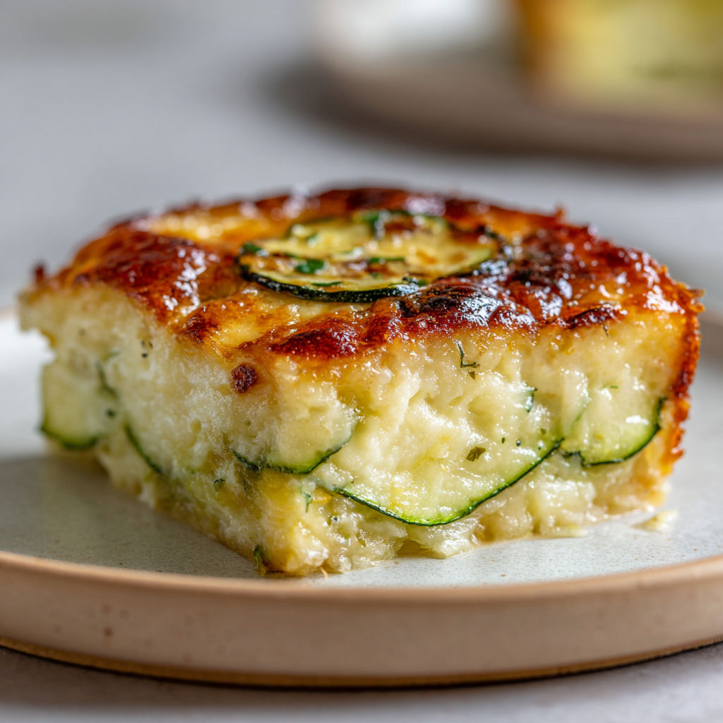 Flan moelleux de courgettes au basilic et aux fromages.