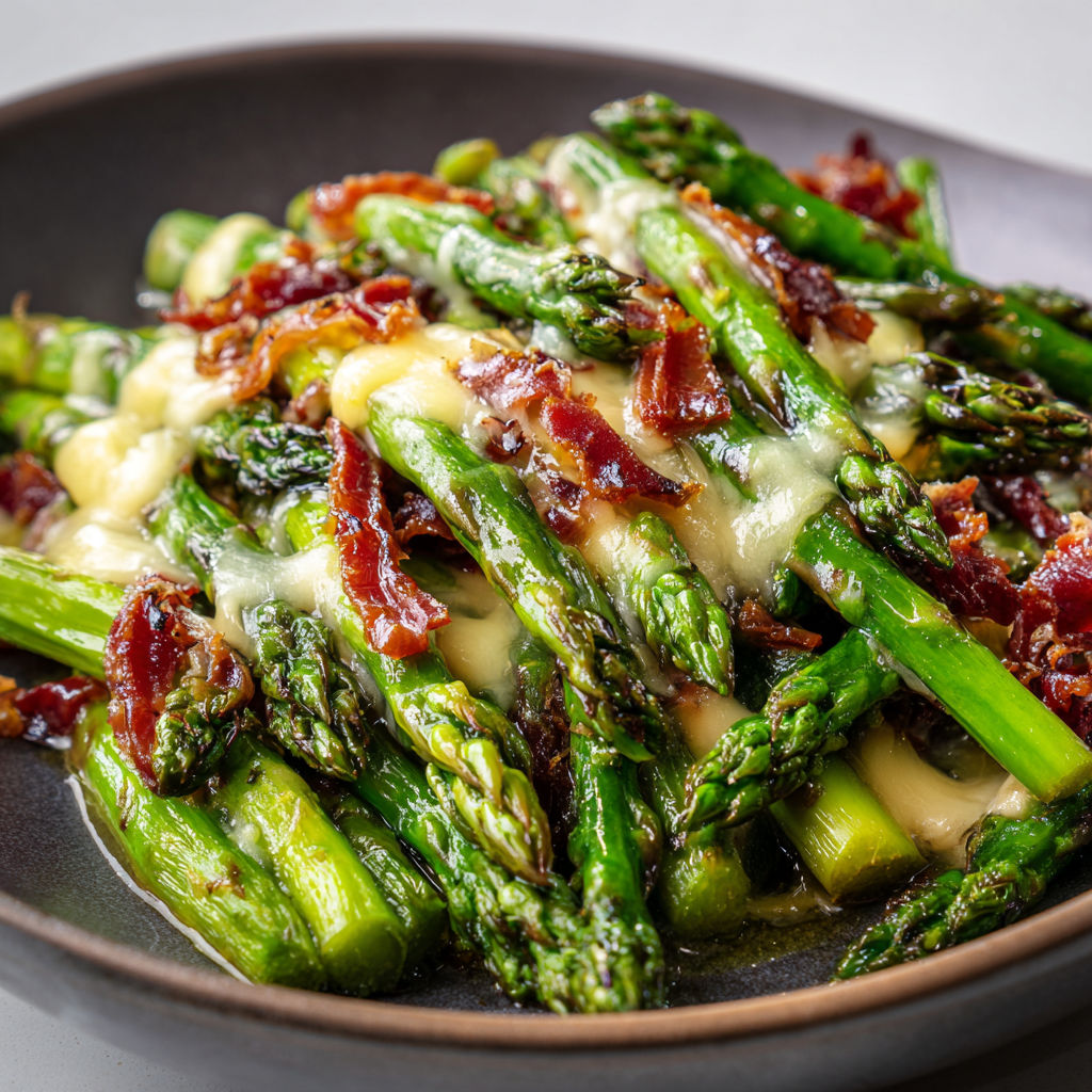 Plat de légumes sautés avec de la coppa et du fromage affiné.