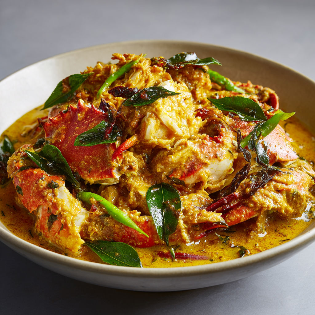 Curry onctueux de crabe et coco, plat exotique bien parfumé et fondant