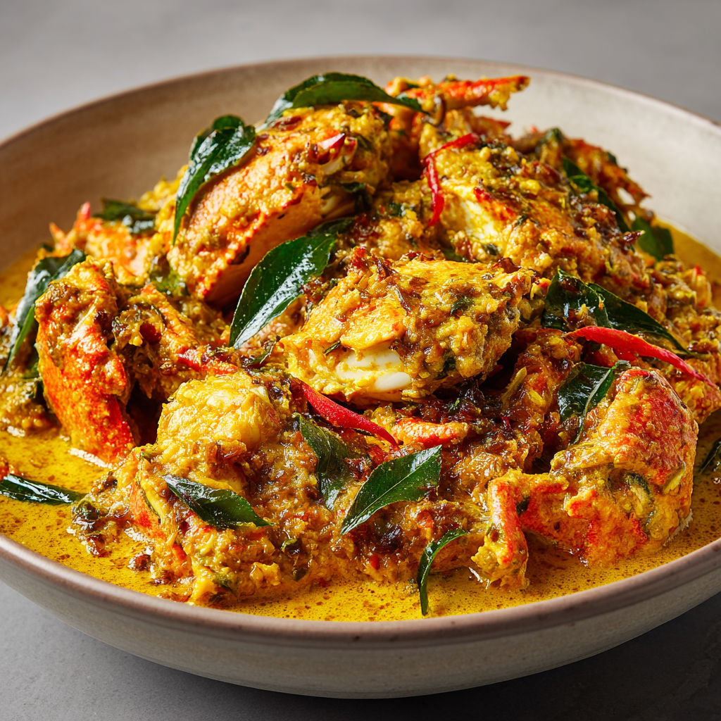 Crabe mijoté dans une coco crémeuse, relevé d'épices et de gingembre, pour une explosion de saveurs