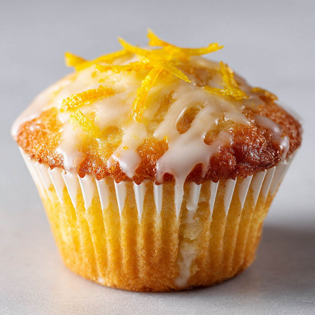 Un gâteau au citron fondant présenté sur une table blanche.