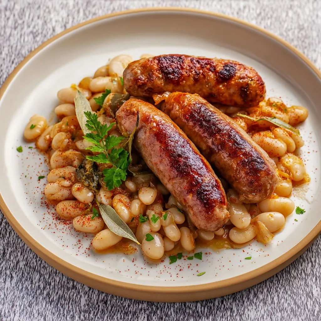 Botifarra amb mongetes, plat catalan rustique, parfumé et gourmand.