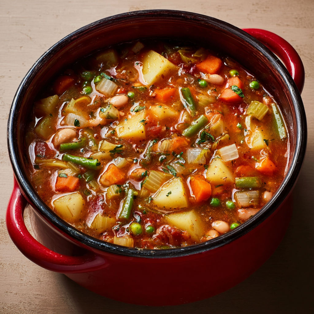 Un minestrone gourmand signé Paul Bocuse, préparé avec légumes frais, pâte, haricots et basilic.