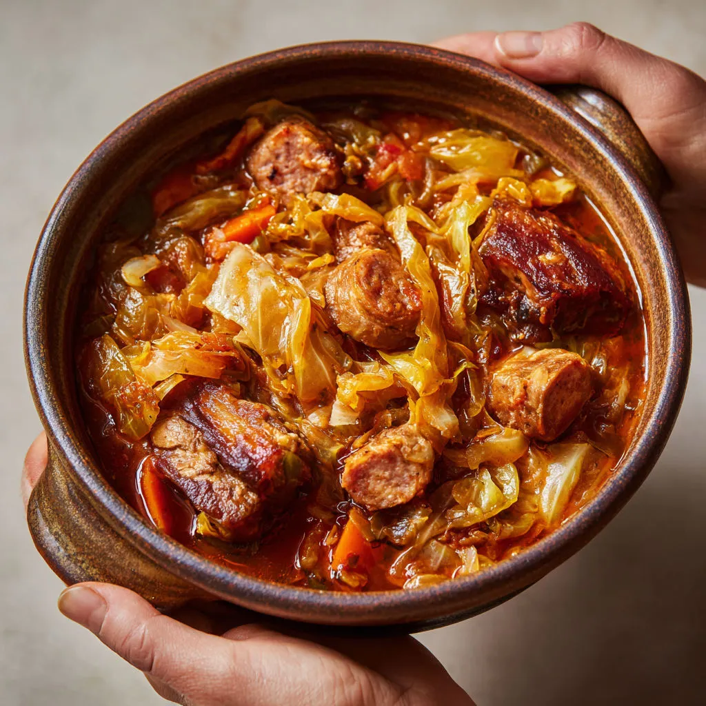 Un grand mijoté de chou et porc tout doux, spécialité de Milan.