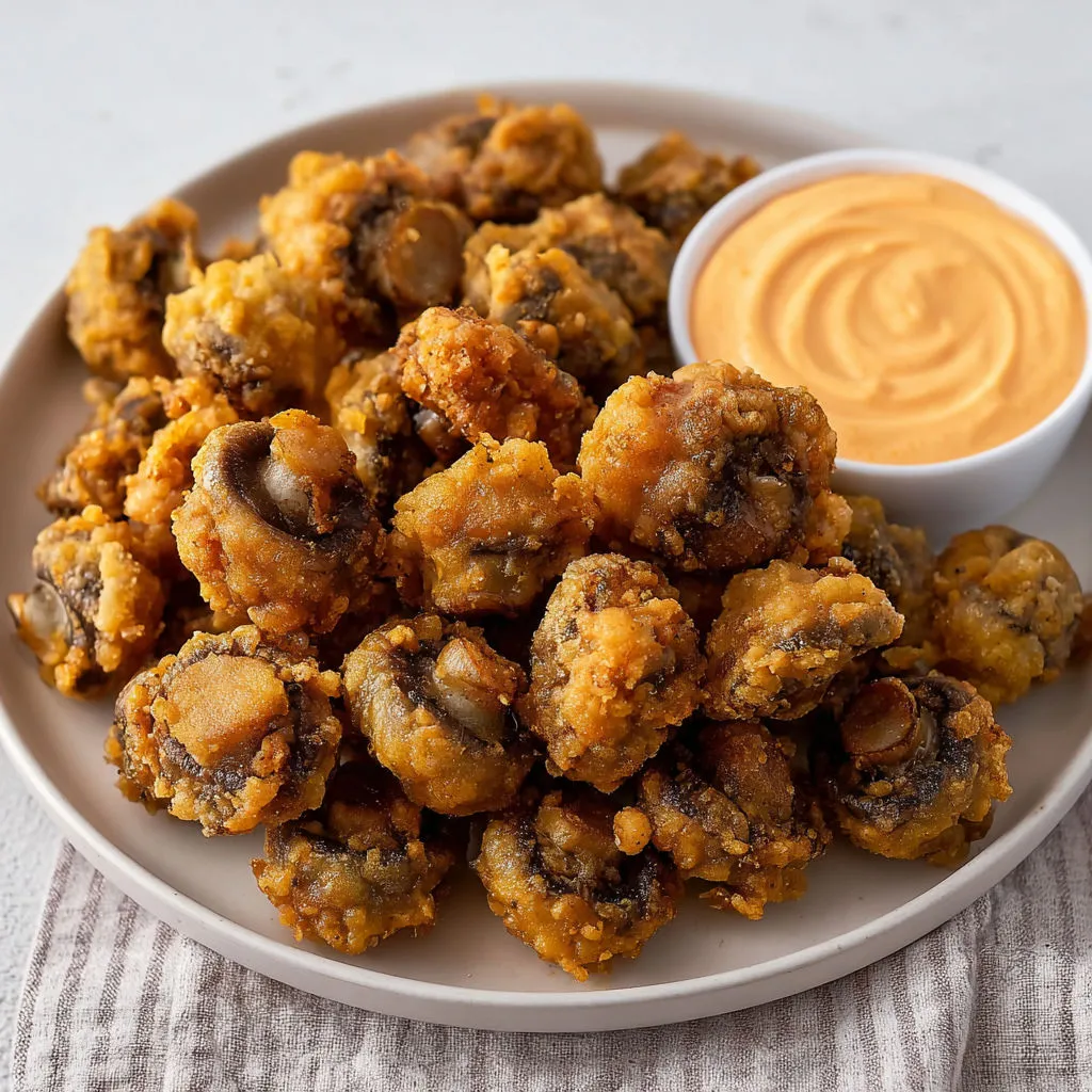 Mini bouchées dorées bien croustillantes, parfaites pour l’apéro, avec une sauce mayo au piment à côté.