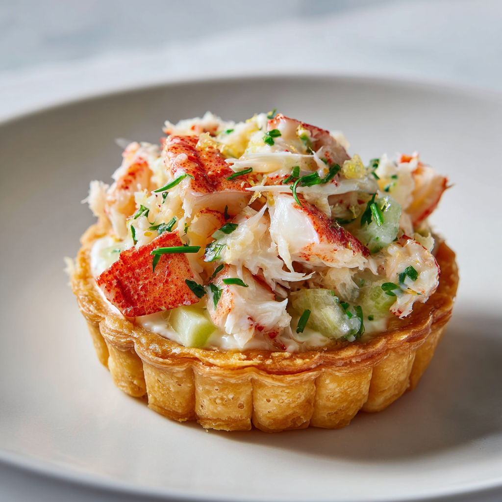 Une bouchée croustillante et garnie aux poireaux fondants et crabe.