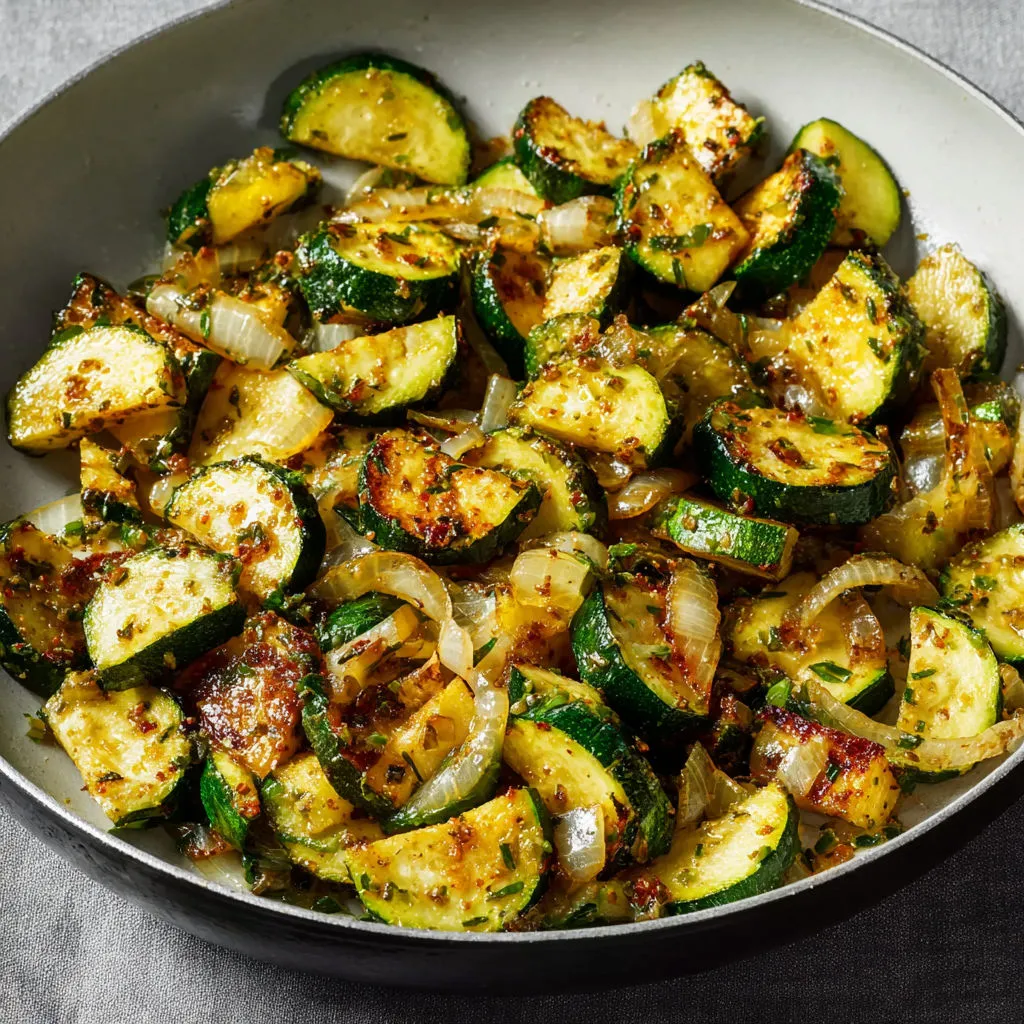 Grande poêle pleine de courgettes et légumes prêts à cuire.