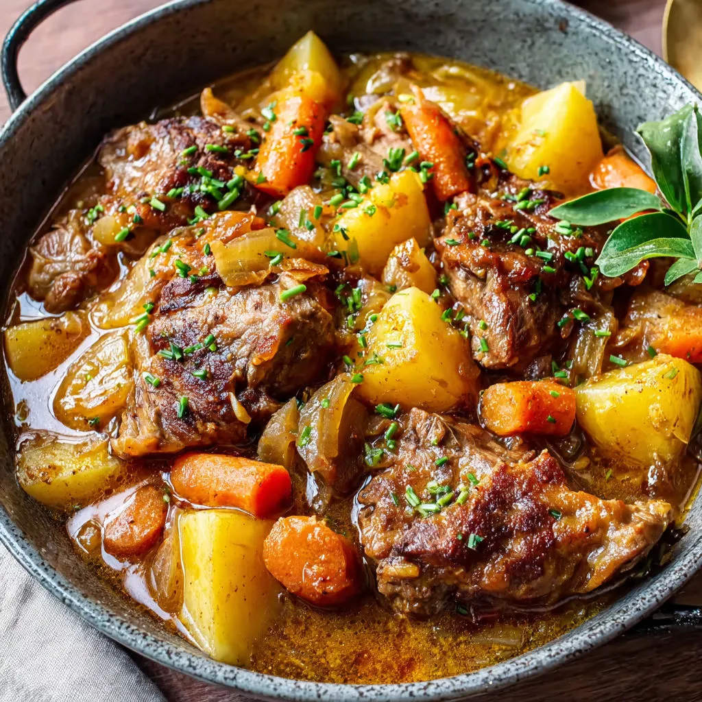 Mijoté d’agneau irlandais avec légumes bien moelleux, tout en douceur.