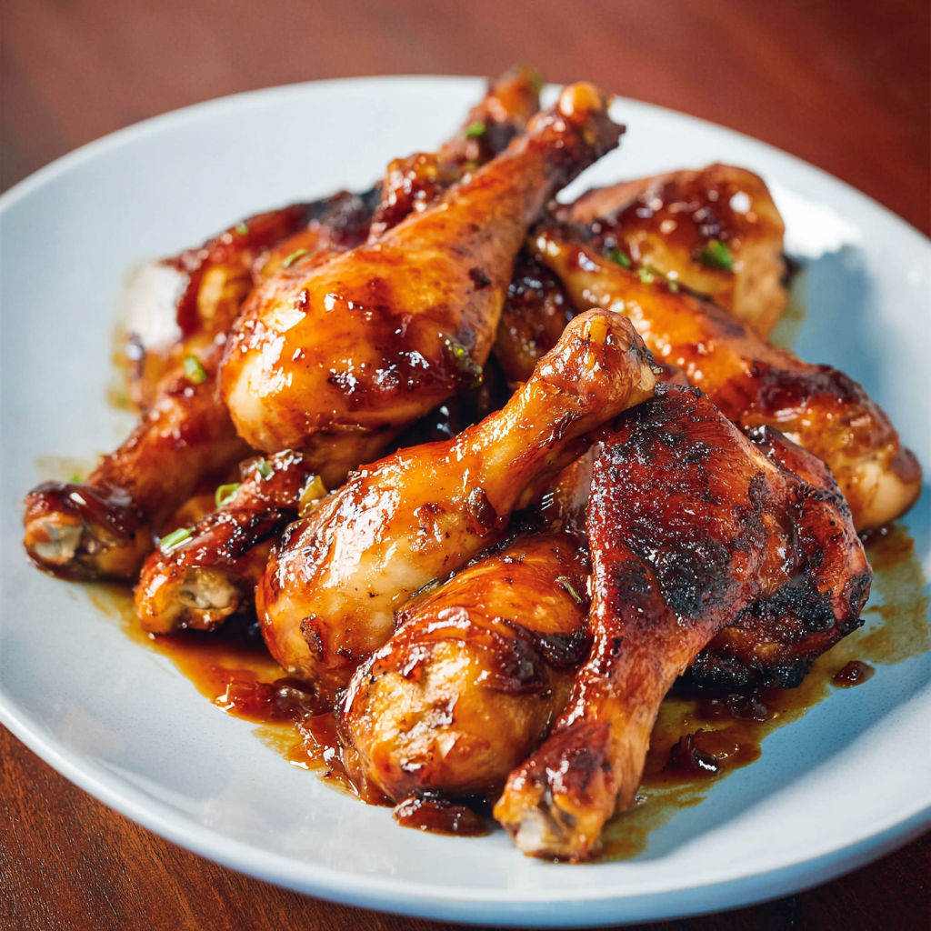 Pilons de poulet version huli-huli, sauce à l’ananas et cassonade caramélisées.