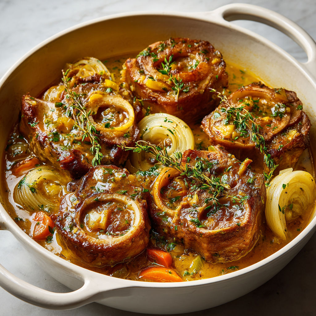 Jarrets de porc fondants à la bière blonde, polenta crémeuse et gourmande.