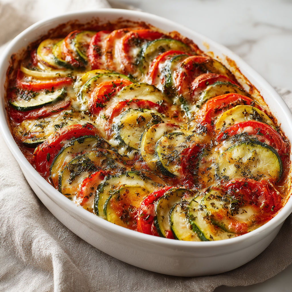 Plat de courgettes au four à la sauce tomate et fromage doré