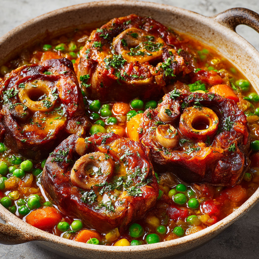 Porc mijoté aux légumes verts, sauce blanche façon italienne.