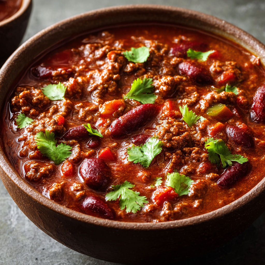Bol généreux de Chili au Bœuf avec Haricots et Citron Vert frais.
