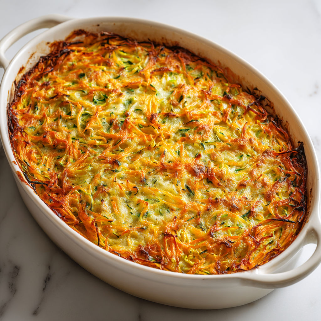 Mélange gratiné de courgettes et carottes aux épices parfumées.