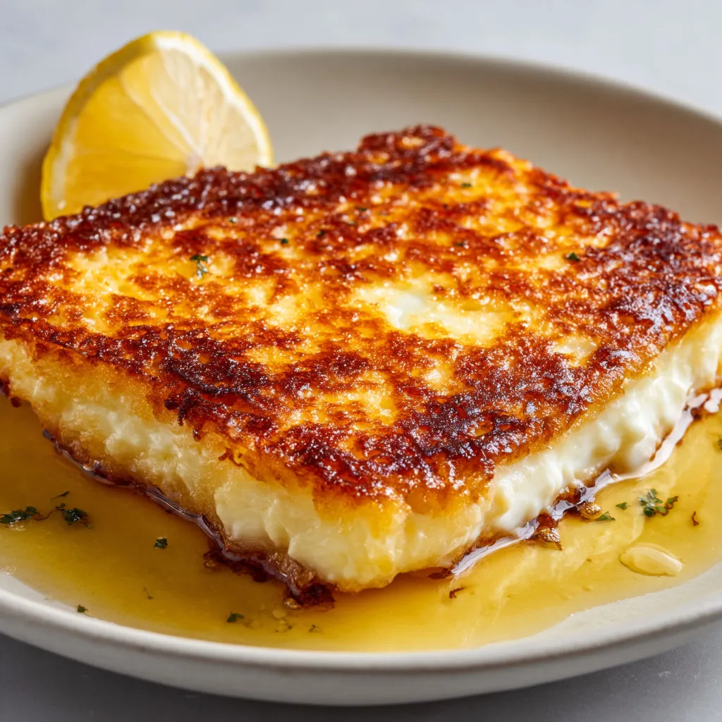 Saganaki bien fondant, crouté et relevé au citron, comme en Grèce.