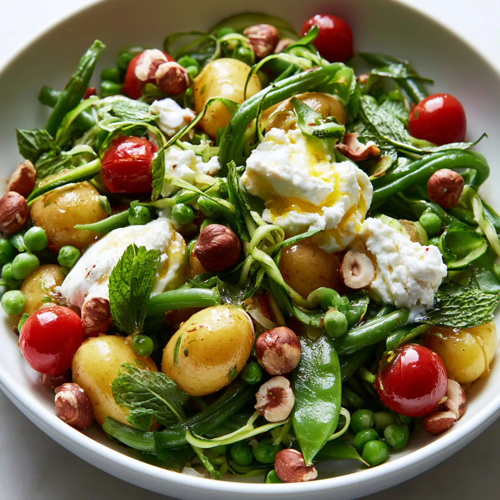 Légumes sautés, ricotta maison et sauce à l’échalote.