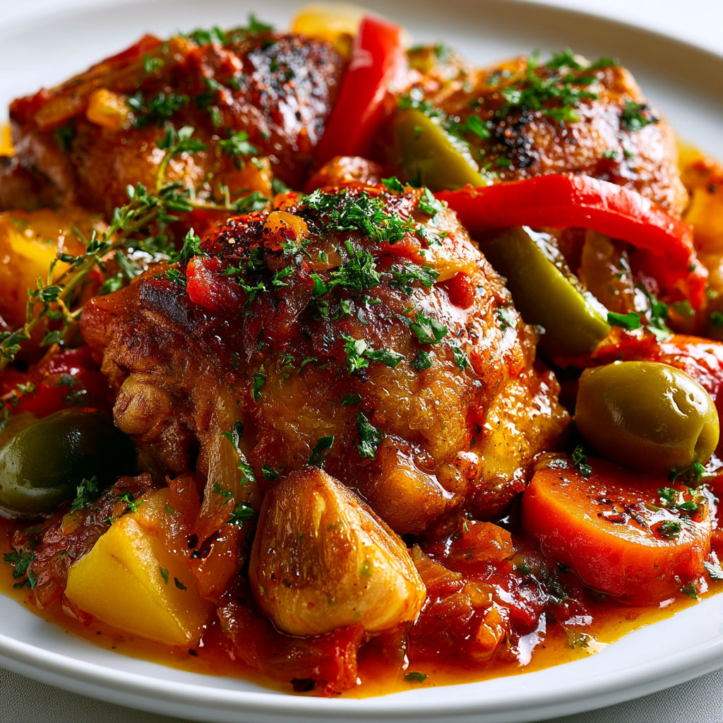 Poulet tendre et légumes aux saveurs du Sud.