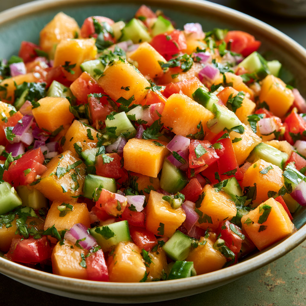 Salsa ultra fraîche melon, concombre et coriandre citronnée.