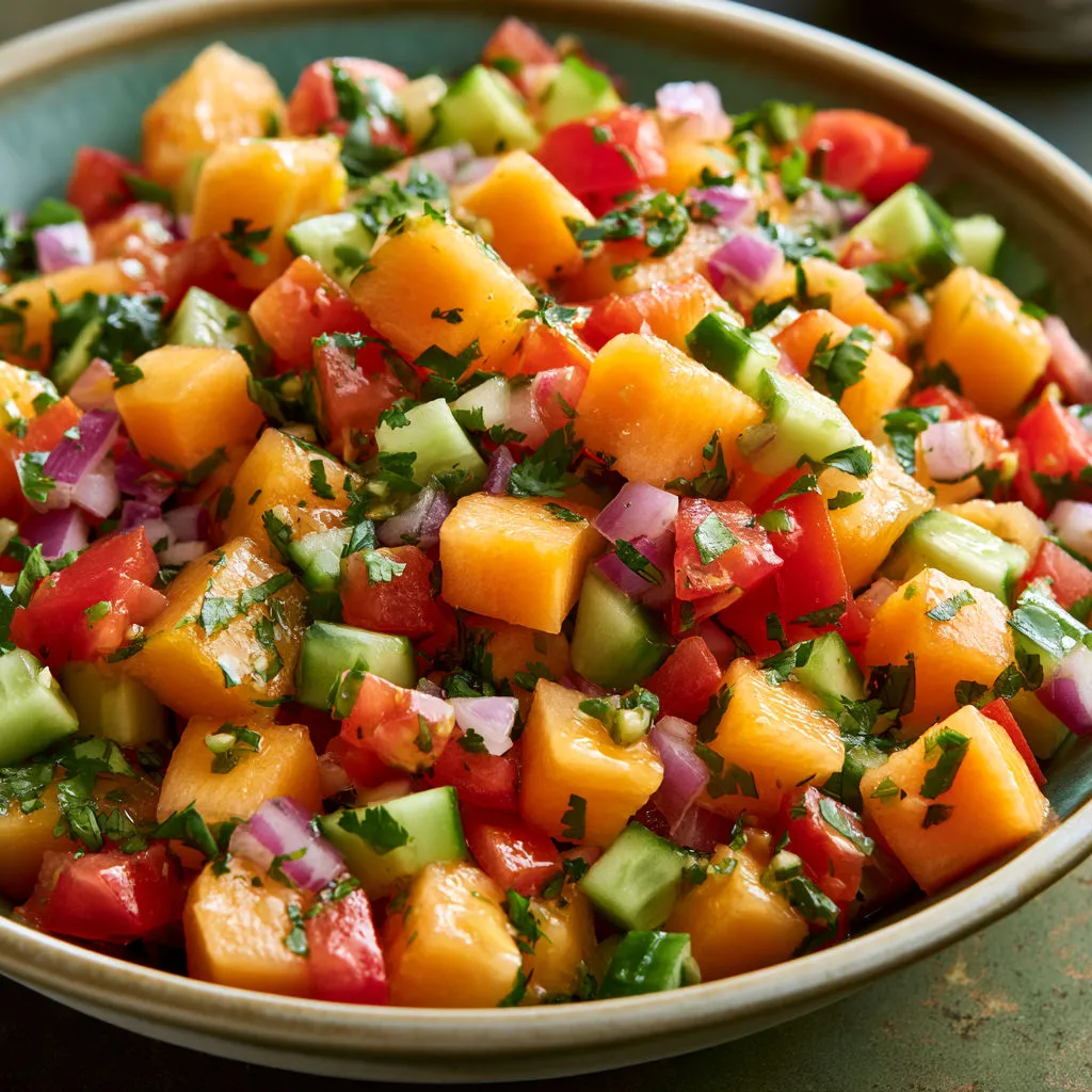 Salsa ultra fraîche melon, concombre et coriandre citronnée.