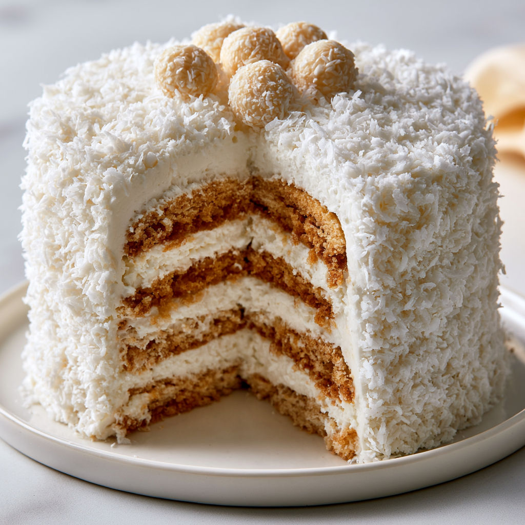 Délice façon Raffaello ultra frais avec biscuits et crème coco.