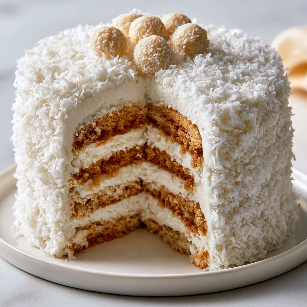 Délice façon Raffaello ultra frais avec biscuits et crème coco.