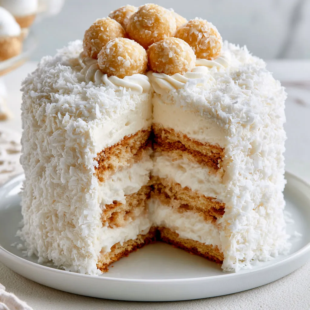 Gâteau coco façon Raffaello, tout doux sans cuisson.