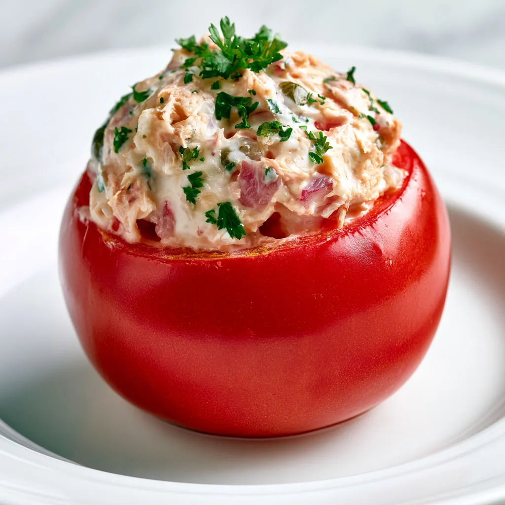 Délicieuses Tomates au Thon Crémeux Citronné et Câpres.