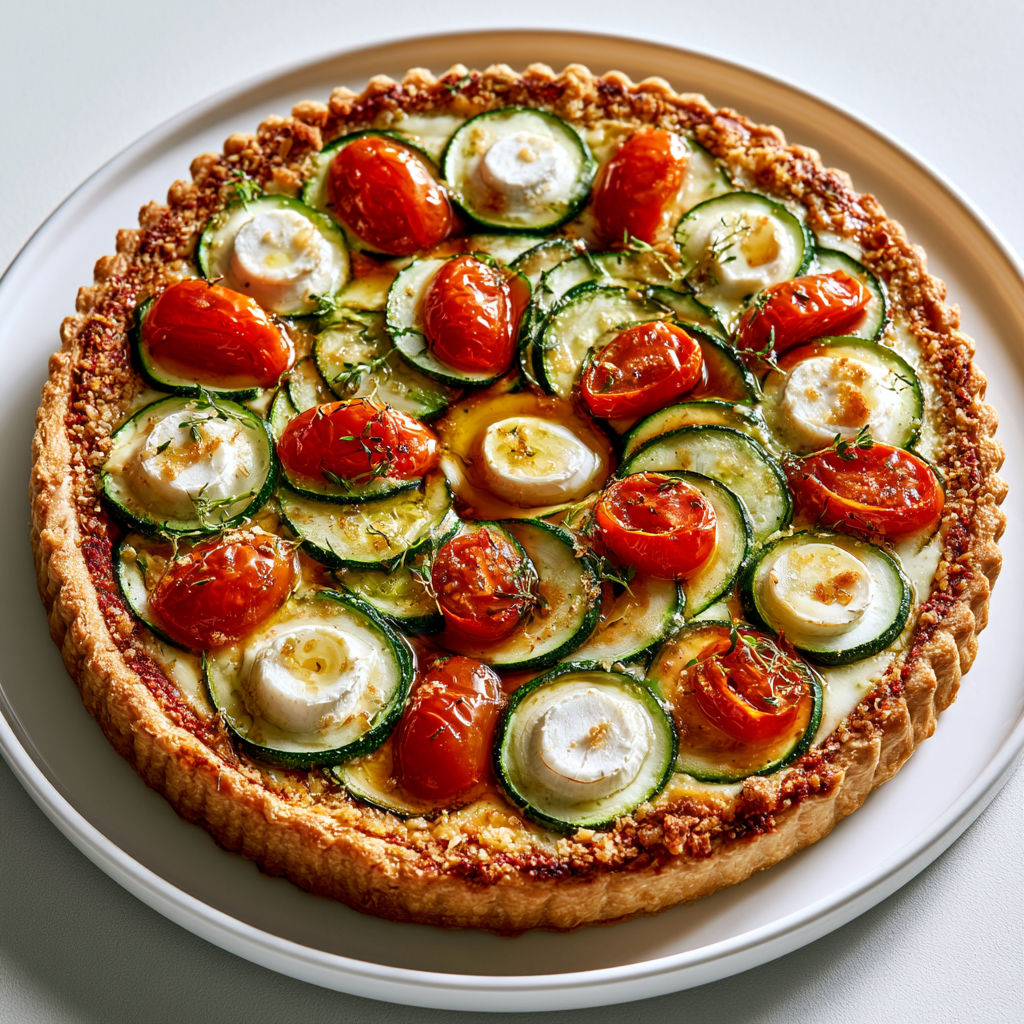 Tarte légère aux courgettes, tomates et chèvre.
