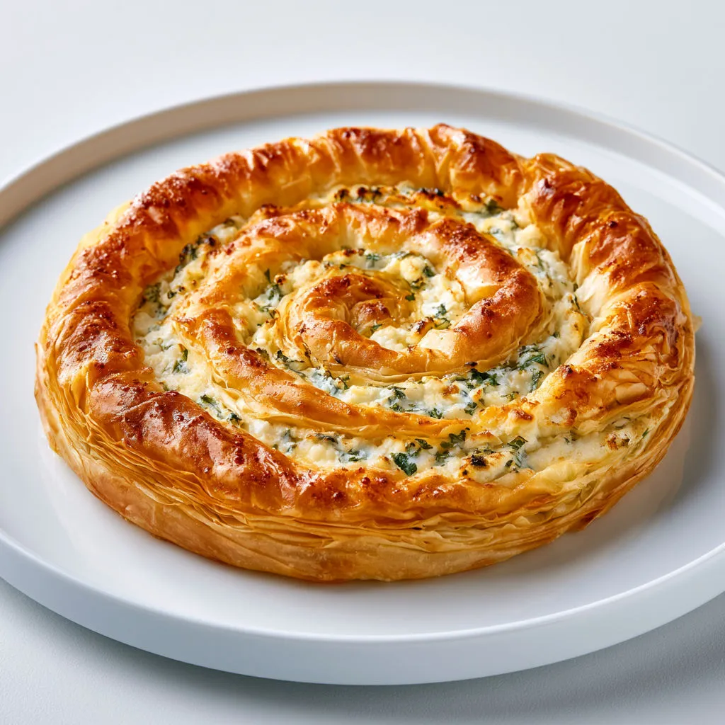 Tourte feuilletée façon Balkans, feta et persil.