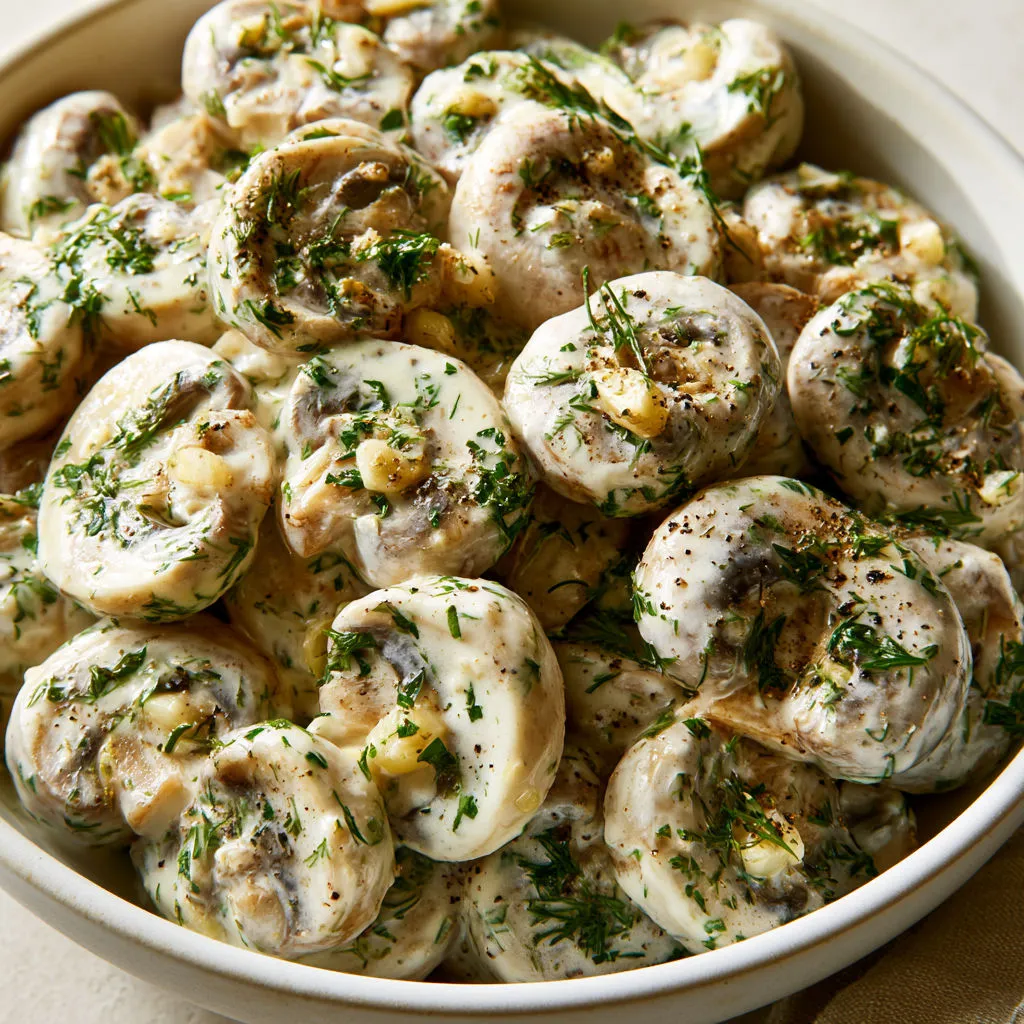 Champignons Croquants et Herbes Fraîches en Salade.