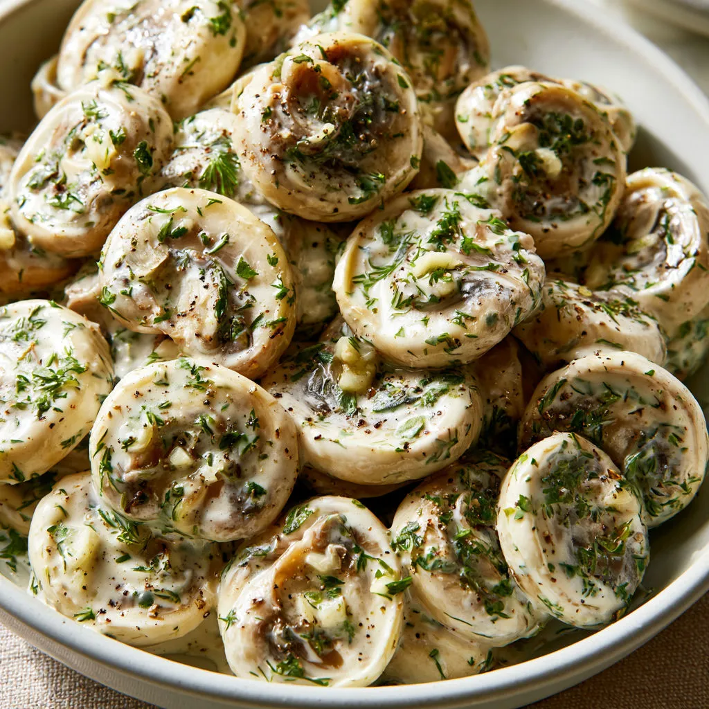 Champignons Emincés Citronnés et Herbes Croquantes.