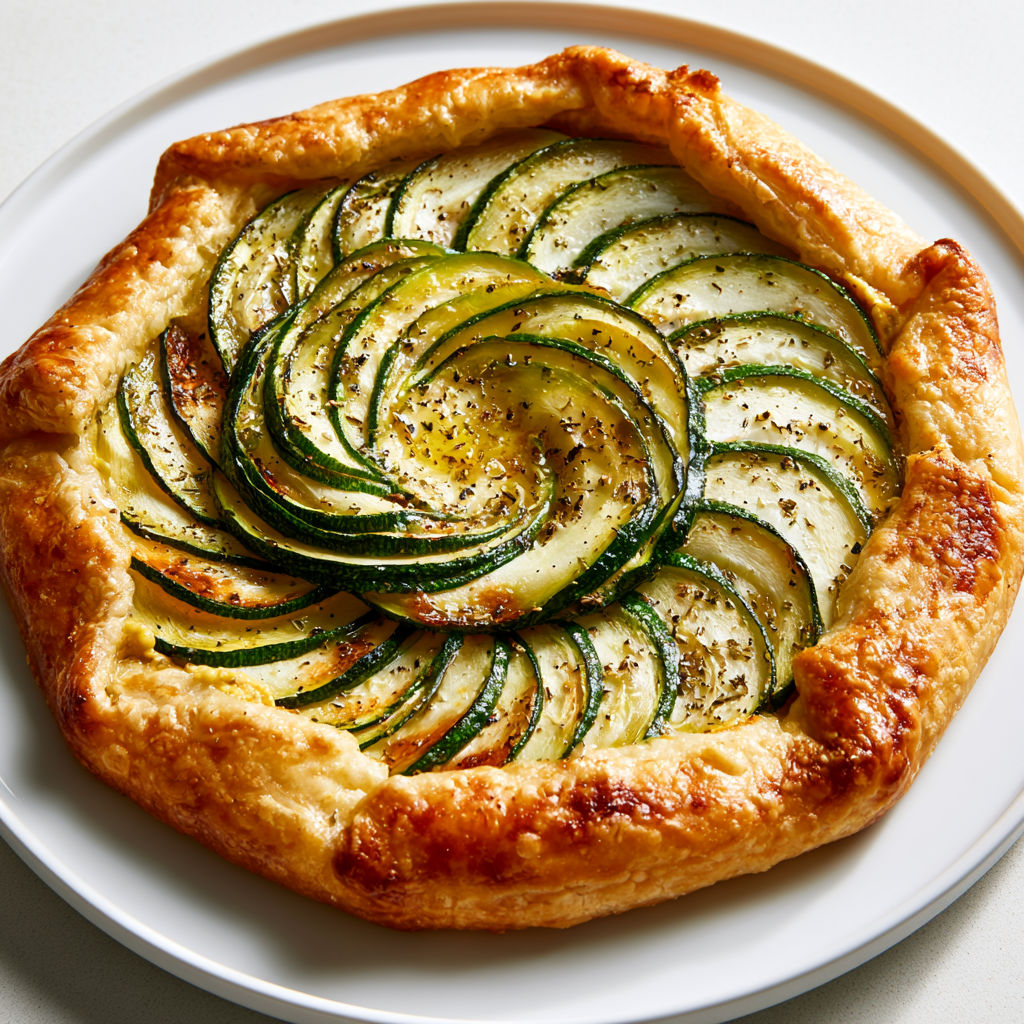 Courgettes savoureuses sur une tarte rustique rappelant le charme de l'été.