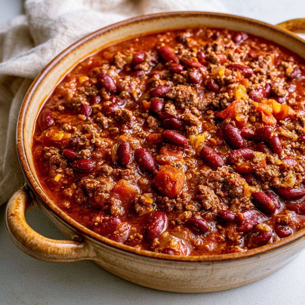 Chili Con Carne Express aux Haricots Rouges, Bœuf Haché et Tomates mijotées.