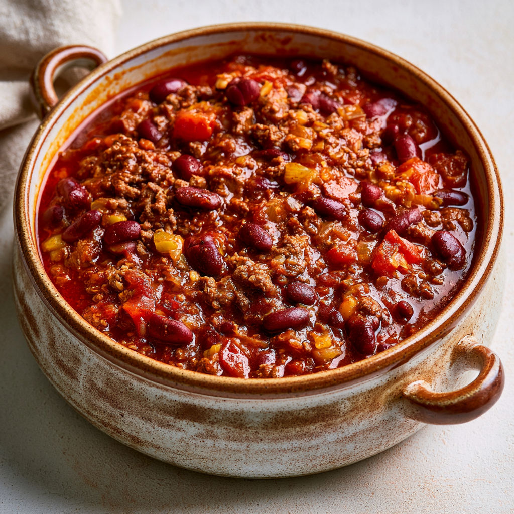 Chili Con Carne Maison, Bœuf Haché, Haricots Rouges et Sauce Tomatée relevée.
