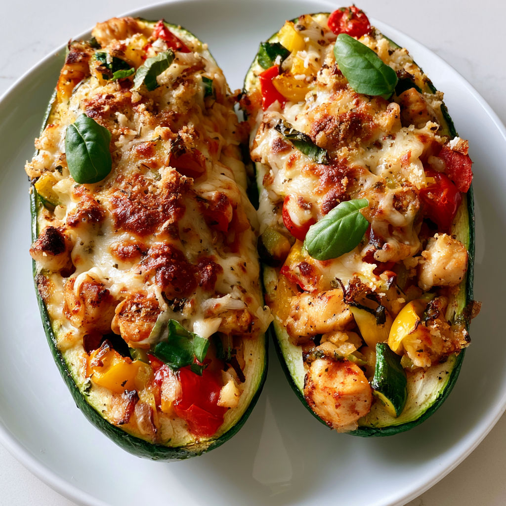Courgettes Gratinées avec Poulet, Tomates, Poivrons et Fromage Fondant