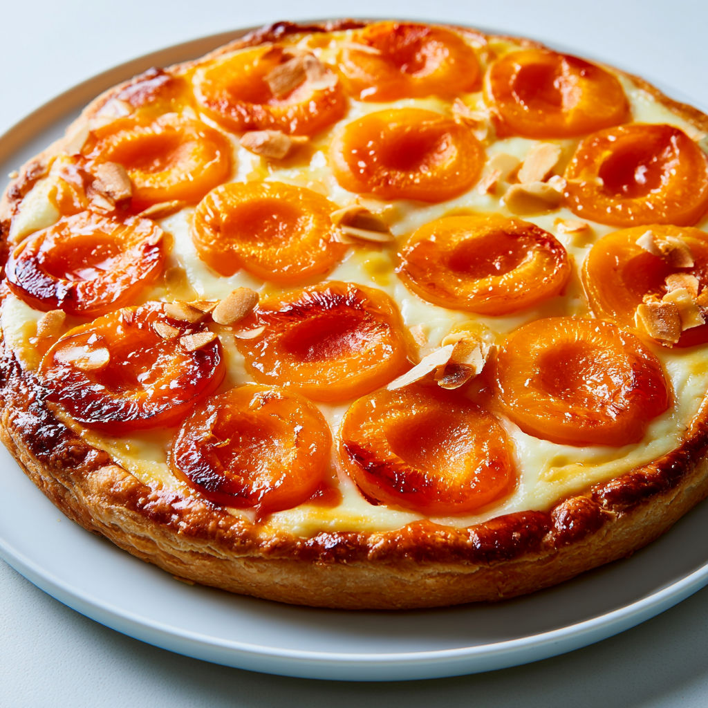 Délice Tarte Abricots, Crème Vanille et Sablé croustillant.