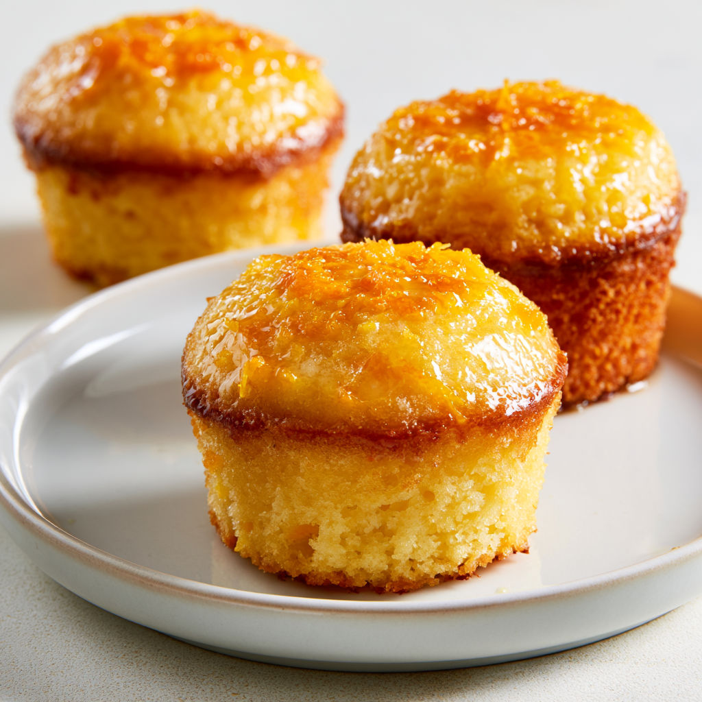 Petits gâteaux d'orange et citron avec glaçage brillant