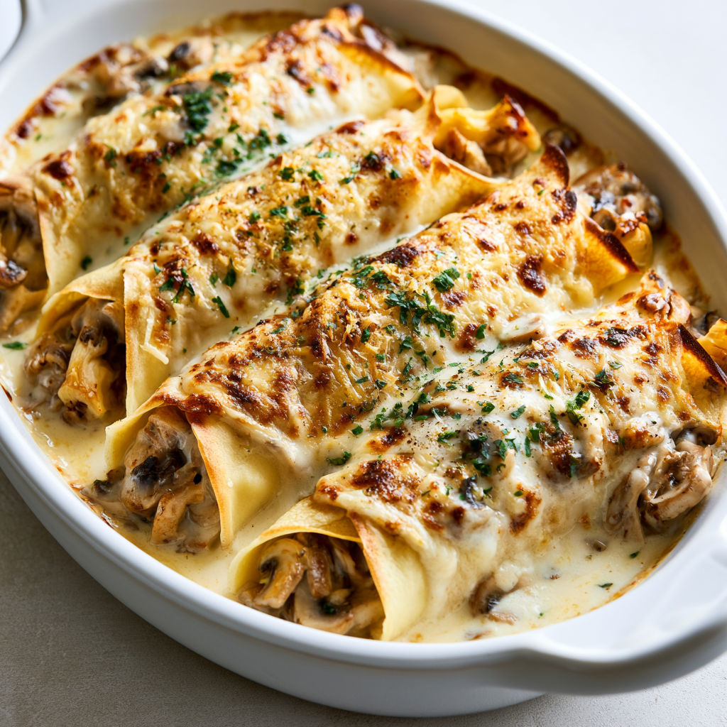 Crêpes Champignons gratinées à la Béchamel Bien Crémeuse.