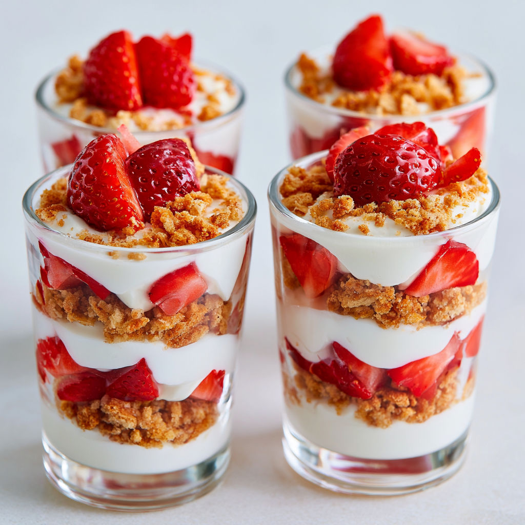 Verrine Fraise Yaourt et Crumble Croquant.
