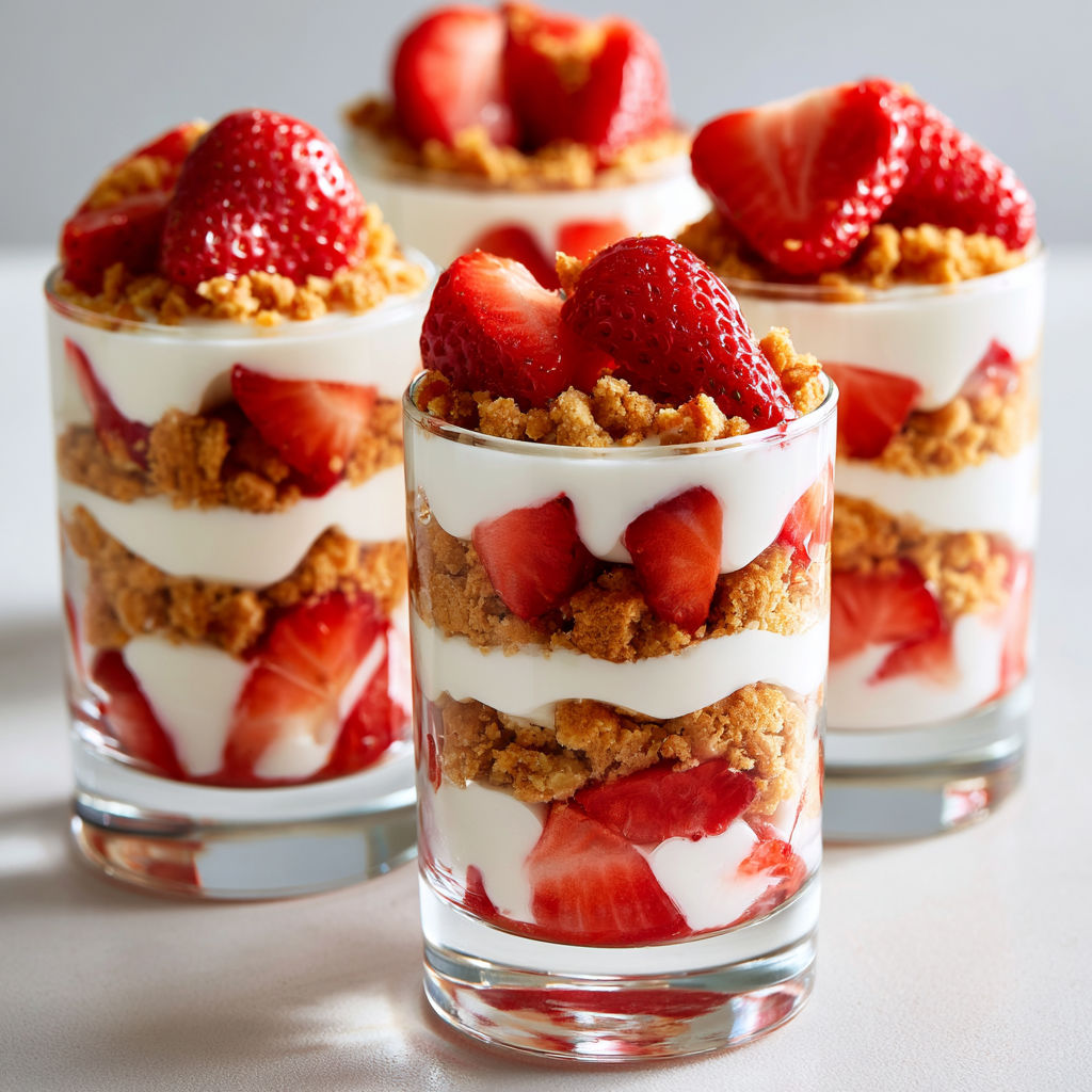 Dessert minute Fraises Yaourt et Sablés.