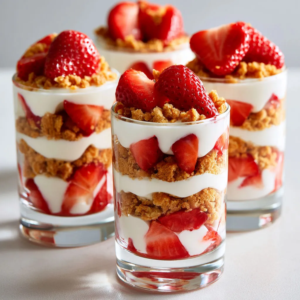 Dessert minute Fraises Yaourt et Sablés.