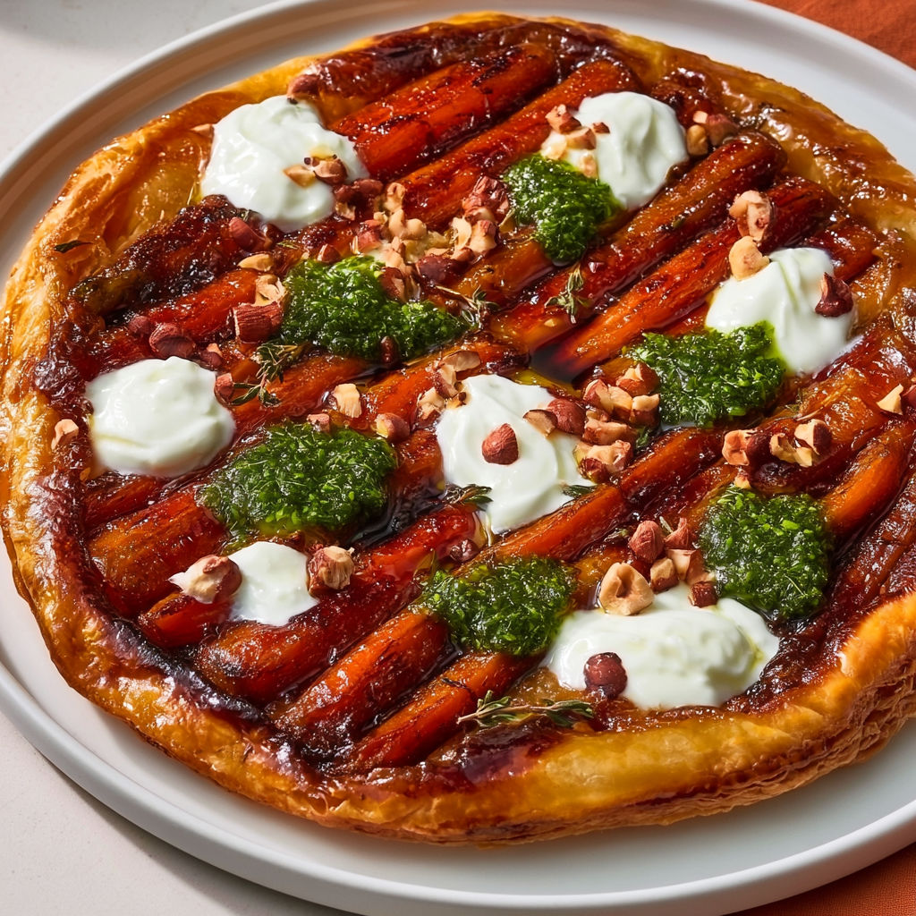 Tatin salée carottes et pesto maison.