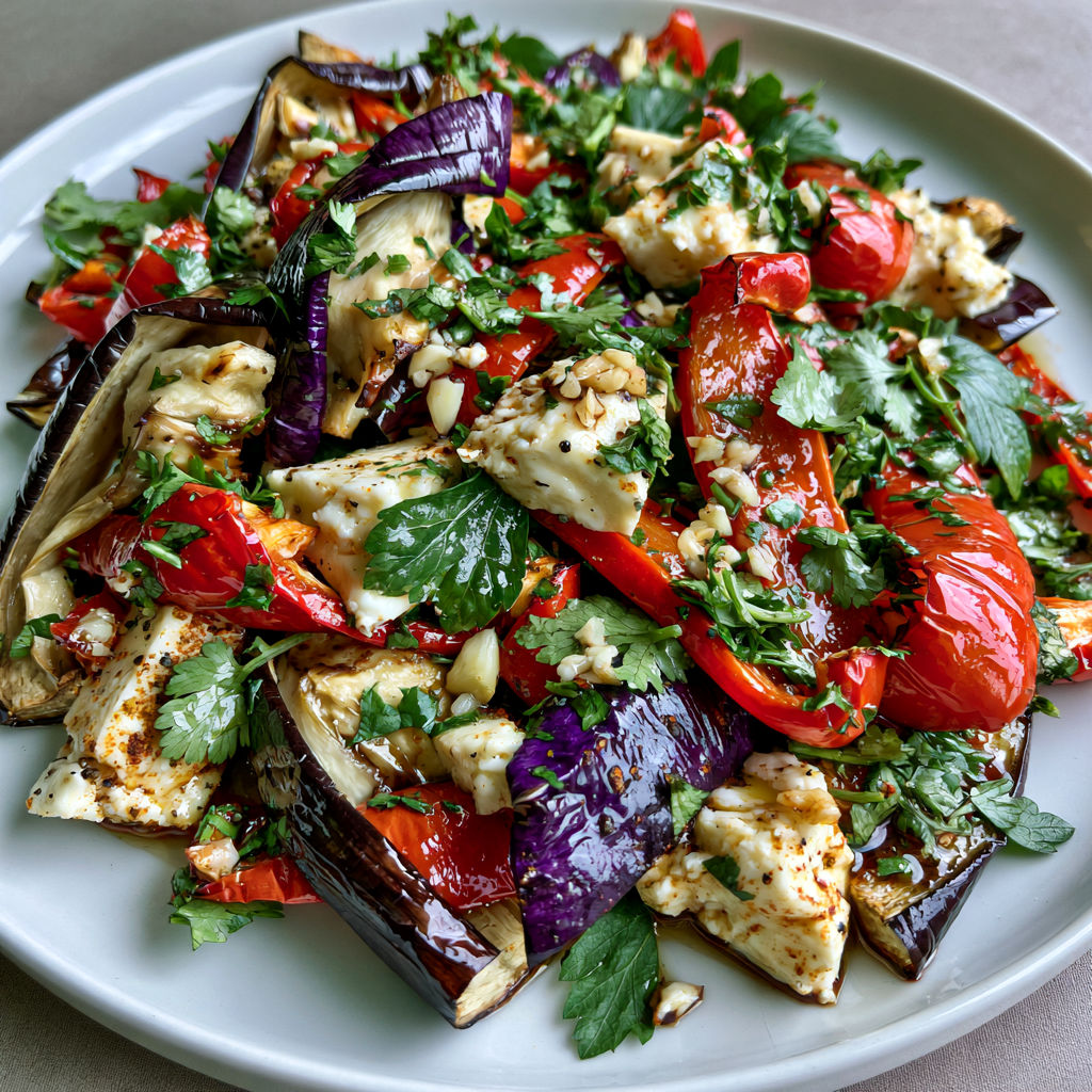 Une préparation au fromage géorgien et légumes grillés.