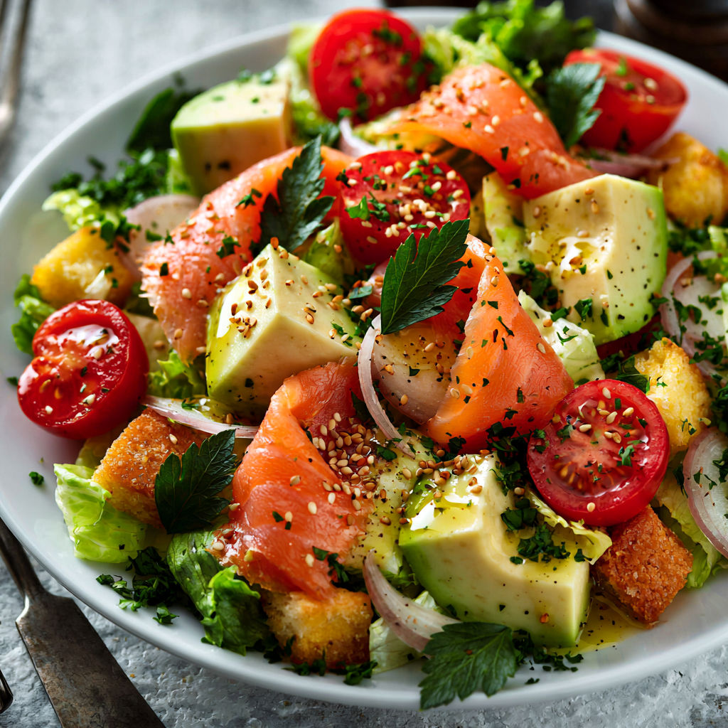 Ultra fraîcheur saumon fumé avocat tomates cerises.