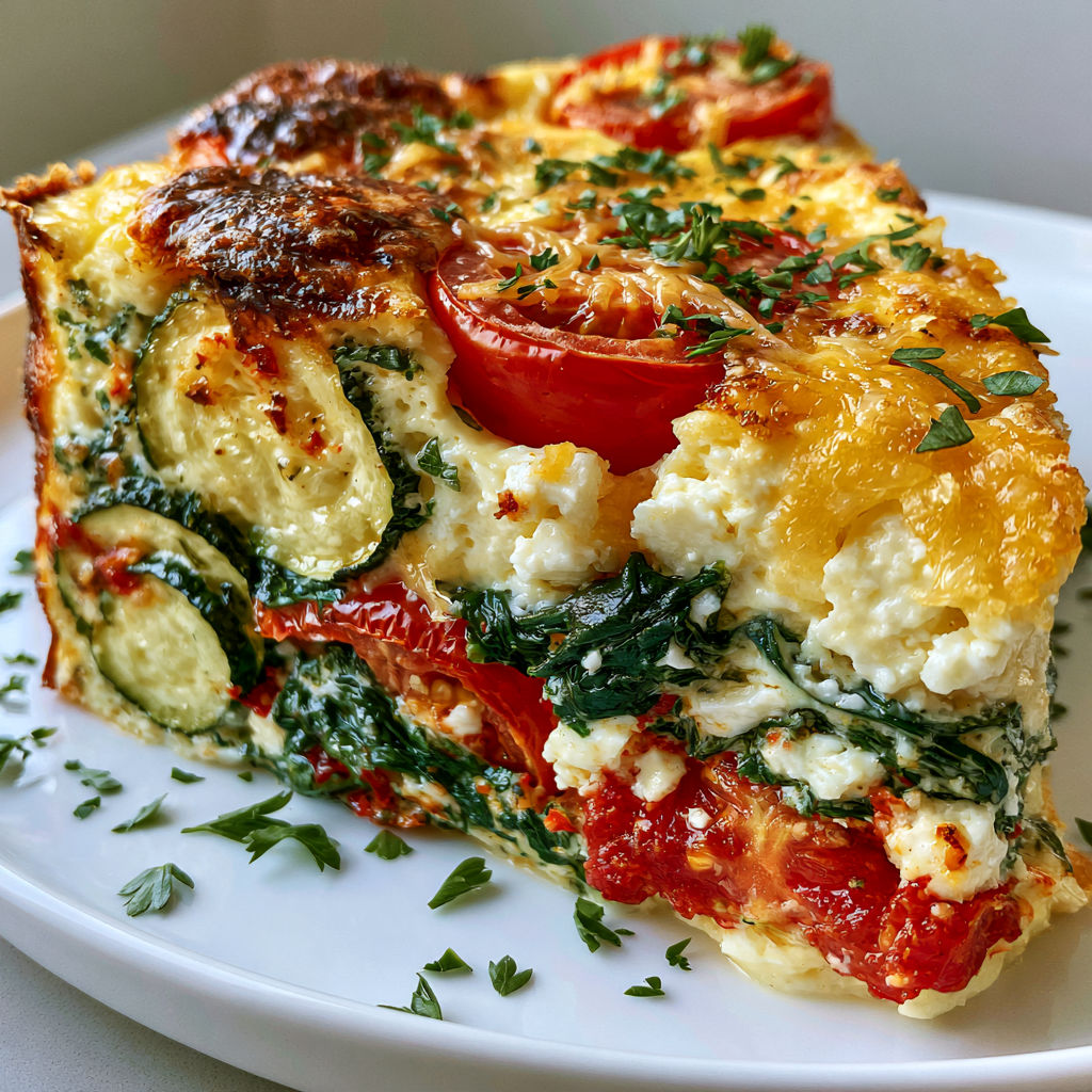 Tarte Salée Courgette Épinard Feta sans Pâte.