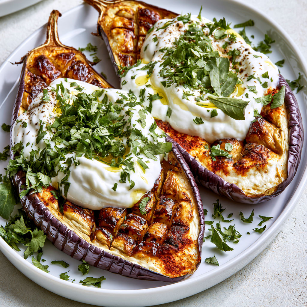 Aubergines ultra fondantes au four et sauce crémeuse au citron.